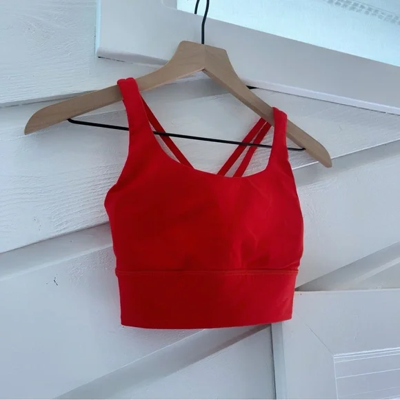 Lululemon Energy Bra Medium Support, B–D Cups Grenadine Red Size 4 - Picture 2 of 4